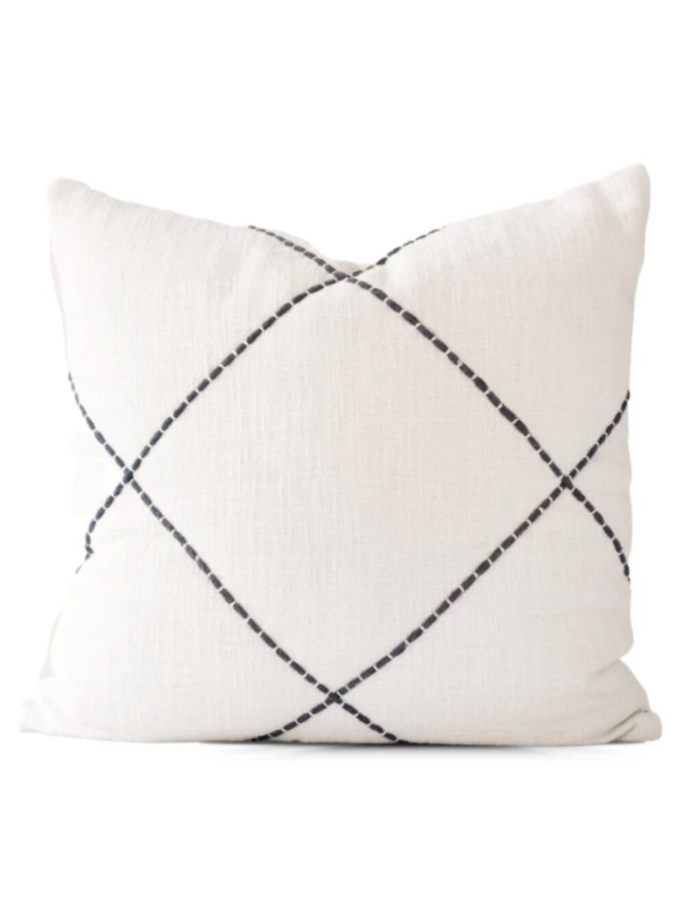 White Crisscross Embroidered Pillow Cover